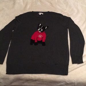 Boston Terrier Sweater with snowflake detail